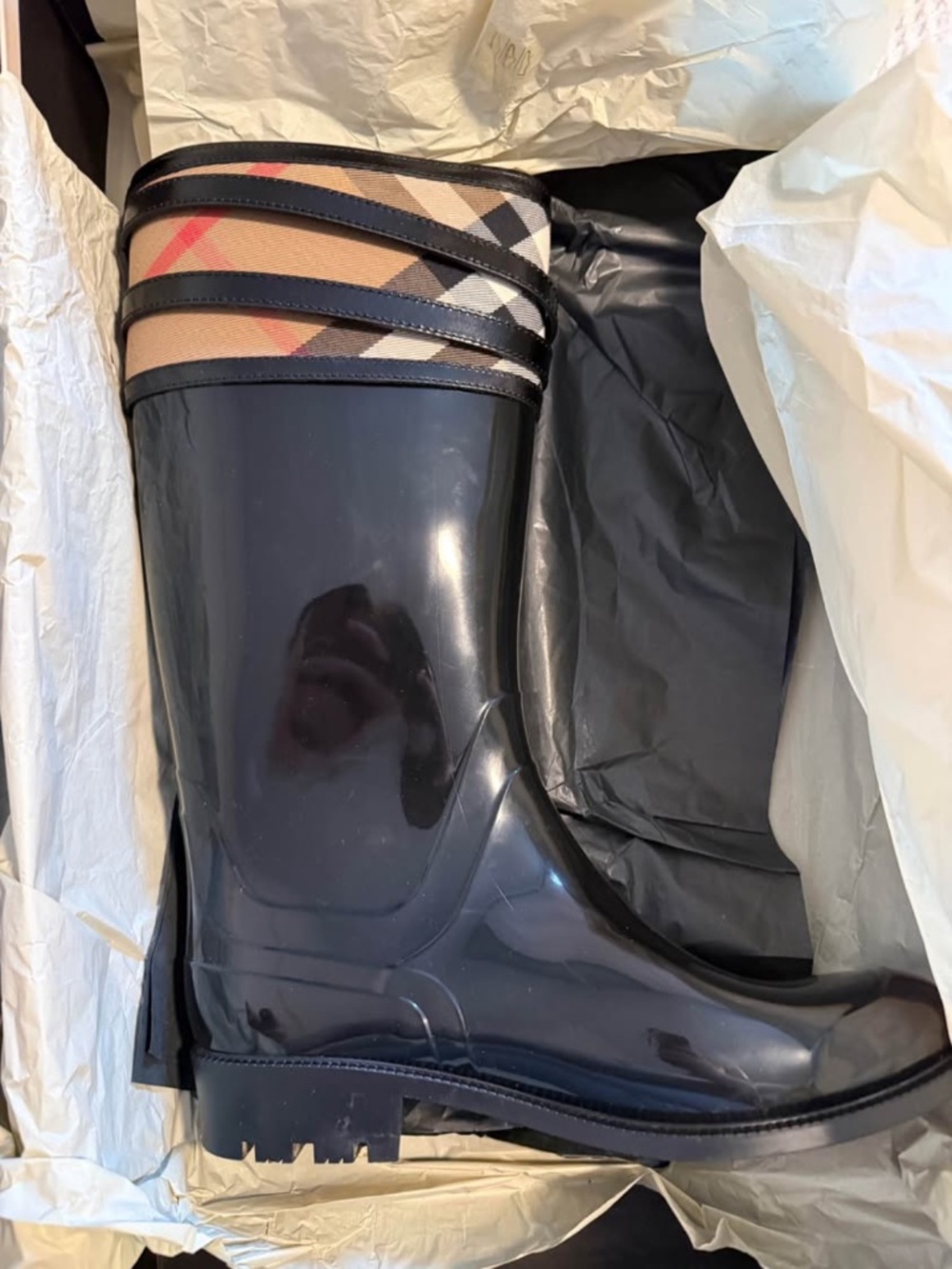 Burberry Elderford Nova Check Strap Rainboots NIB